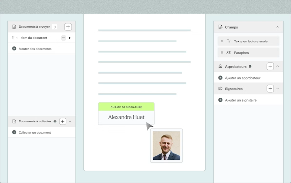 Interface Youtrust de préparation et de placement des champs de signature