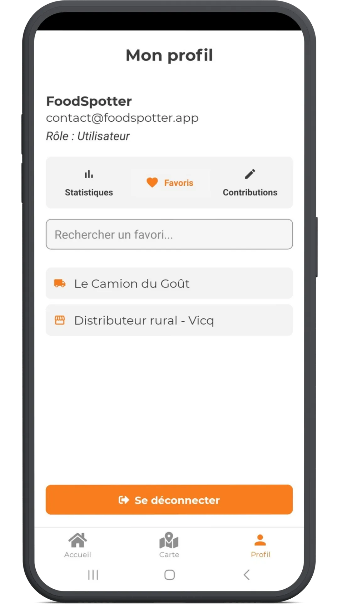 Capture d’écran FoodSpotter