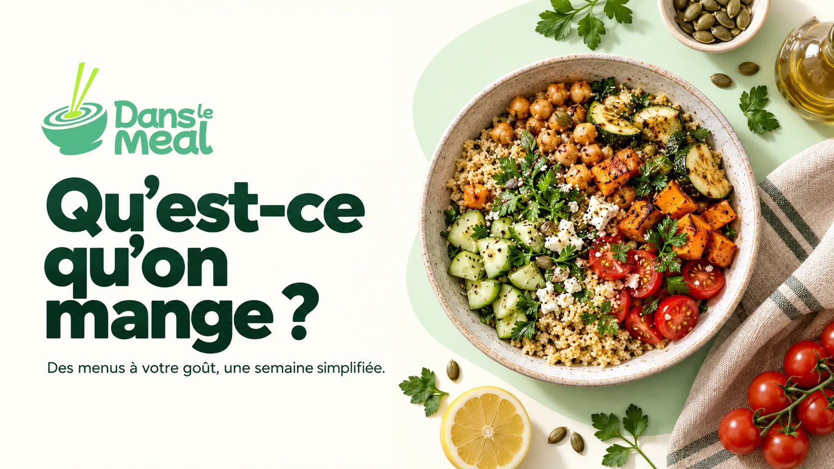 Visuel promotionnel de la plateforme Danslemeal présentant