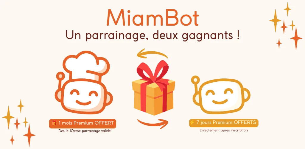 MiamBot propose du parrainage, avec des gains pour le parrain et le filleul